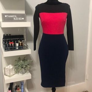 BANANA REPUBLIC Black Pink Blue Color Block Dress